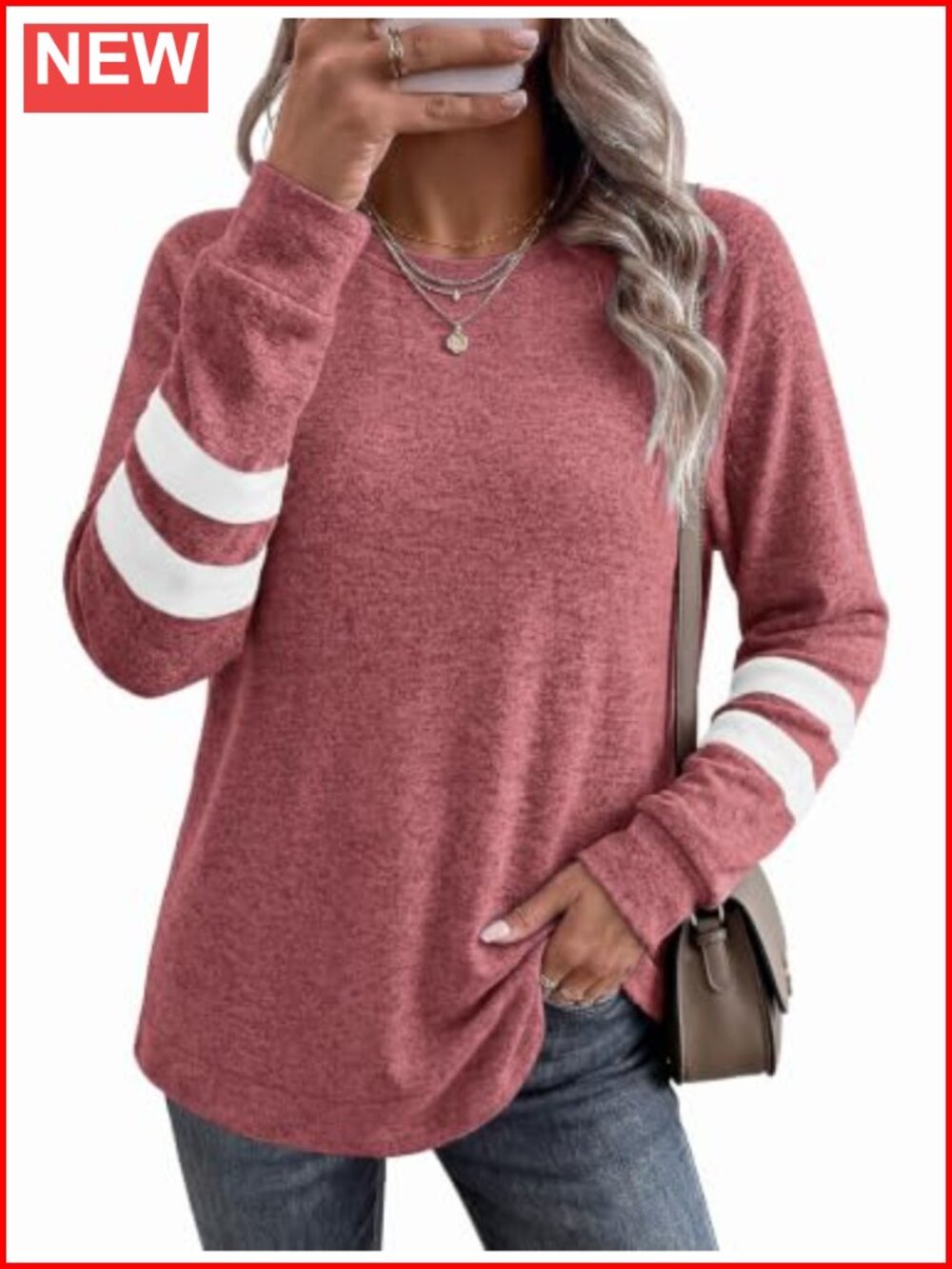 Color Block Tunic Sweatshirt Long Sleeve Crewneck Loose Fit